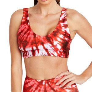 Goldsheep Red and White Tie-Dye Sports Bra